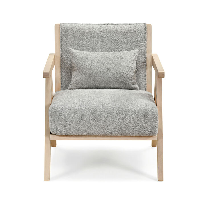 Mid Century Accent Chair with Wooden Frame for Living Room and Bedroom