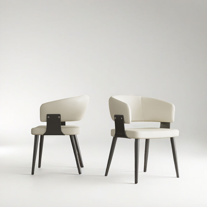 Leather Dining Chair with Metal Legs 2-piece 20.27"