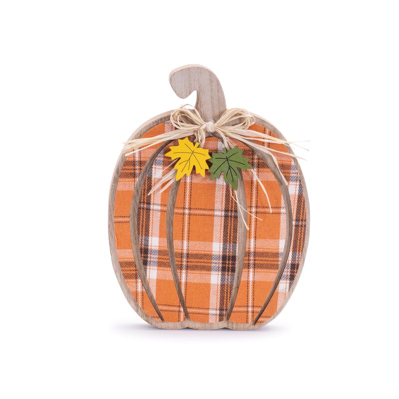 Plaid Fabric Pumpkins for Autumn Centerpieces or Mantel Styling, Set of 2