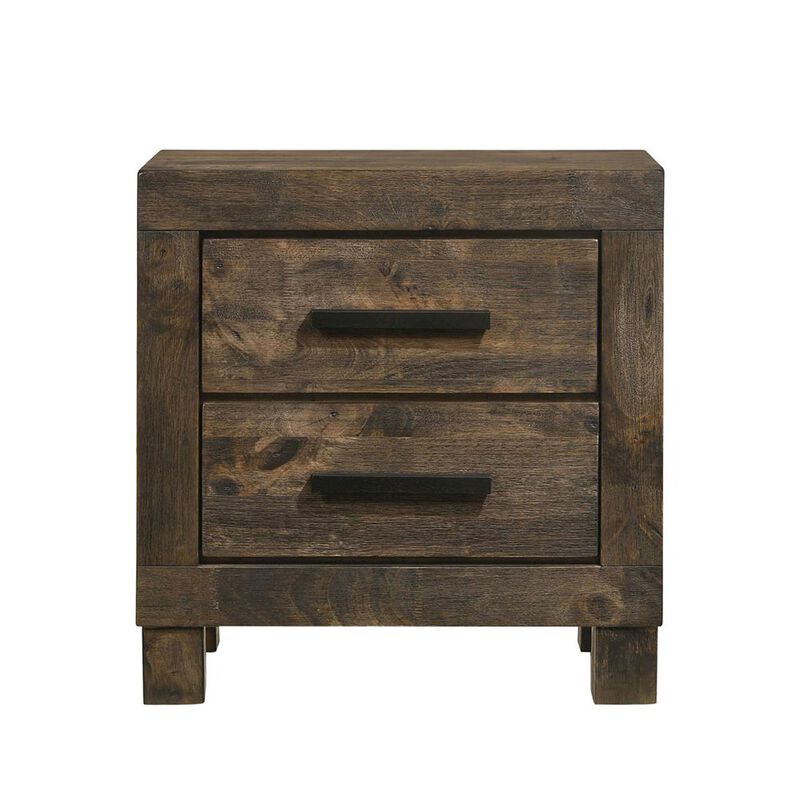 Simple Relax 2 Drawers Wooden Nightstand in Golden Brown image number 2