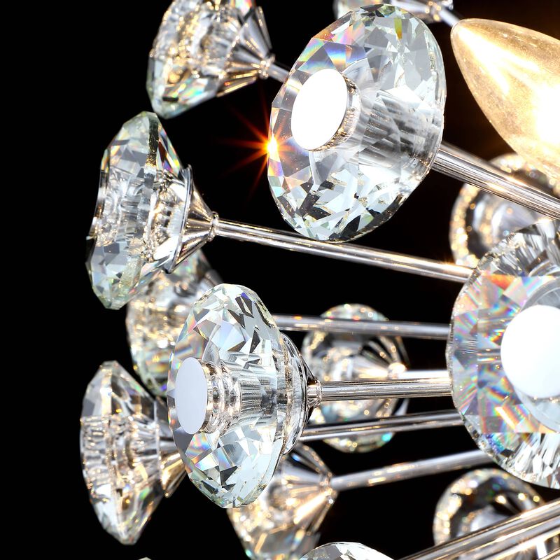 12-light Modern Glam Sputnik Crystal Chandelier In Chrome, Luxury Dandelion Pendant Light With Adjustable Rod For Living Room And Dining Room image number 4