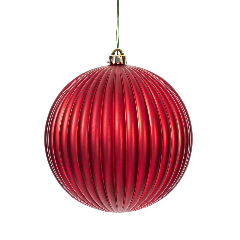 Vickerman 8" Red Matte Lined Ball Ornament, 1 per Bag. image number 0