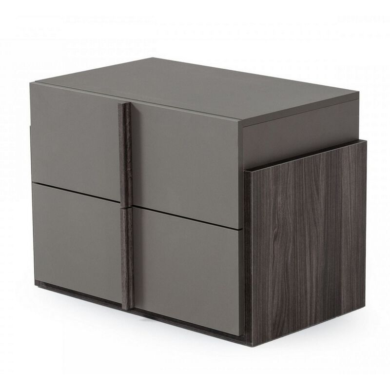 Wooden Frame Nightstand with 2 Self Closing Drawers, Gray - Benzara image number 0