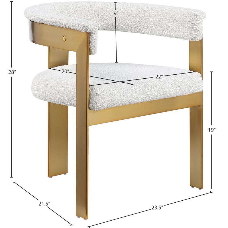 Meridian Furniture Romeo Cream Boucle Fabric Dining Chair, Set of 2