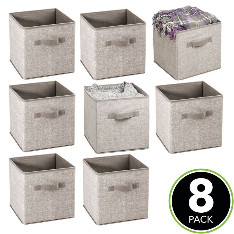 mDesign Small Fabric Organizer Cube Bin with Handle, 6 Pack, Bright Multicolor image number 3