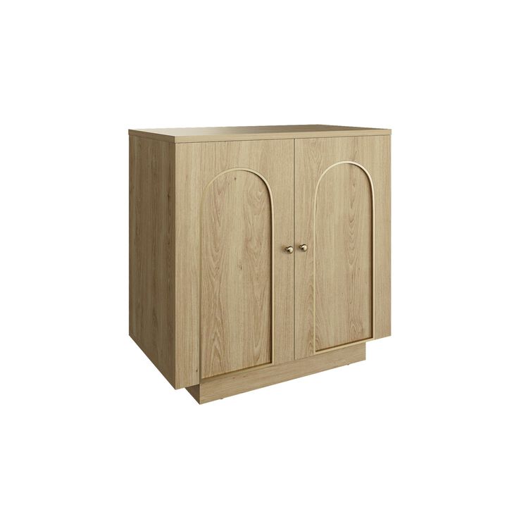 Accent Cabinet Office Storage Cabinet with 1 Shelf and Soft-Close Hinges, Arched Doors