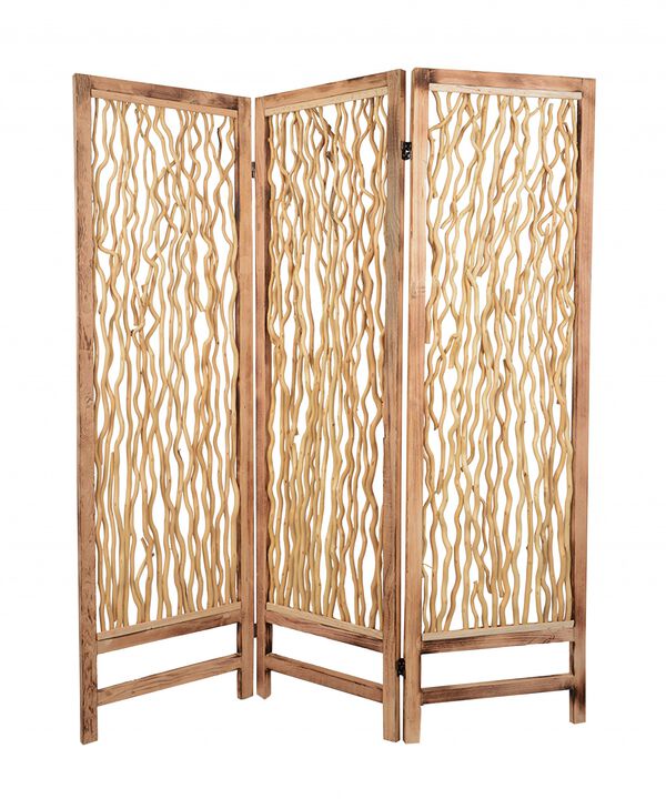 3-Panel Foldable Wood Screen for Privacy and Stylish Room Division