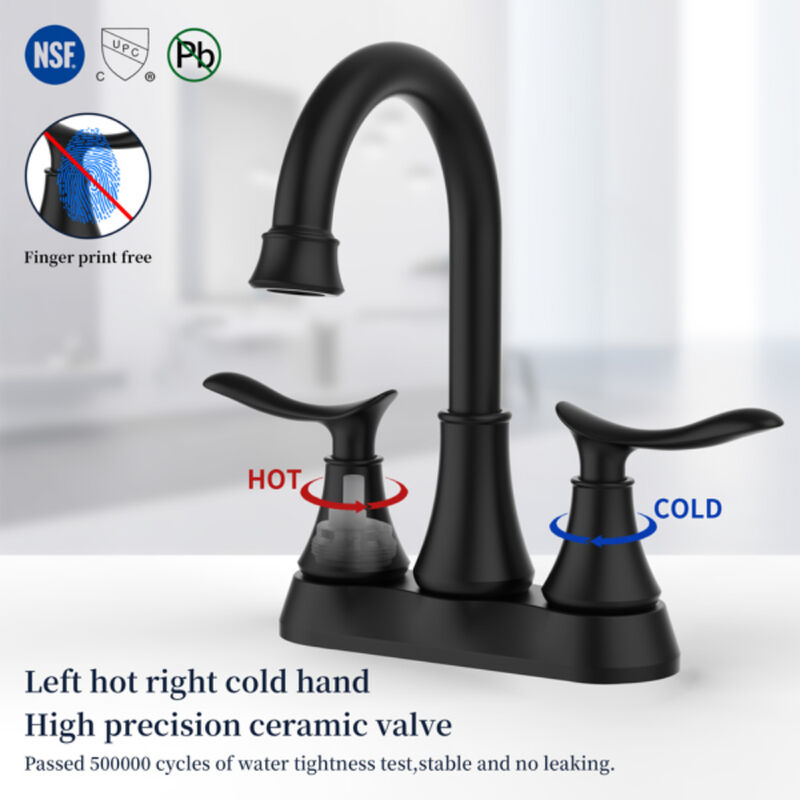 Bathroom Sink Faucet 2-Handle with Pop-Up Drain and Rotating High Arc Spout