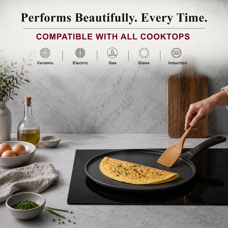 Alva Energy Nonstick Ceramic Crepe Pan 11" - Lightweight, Easy to Clean and Made without PFAS, PFOA & PTFE - Induction and All Stovetop Compatible with Even Heat Distribution image number 7