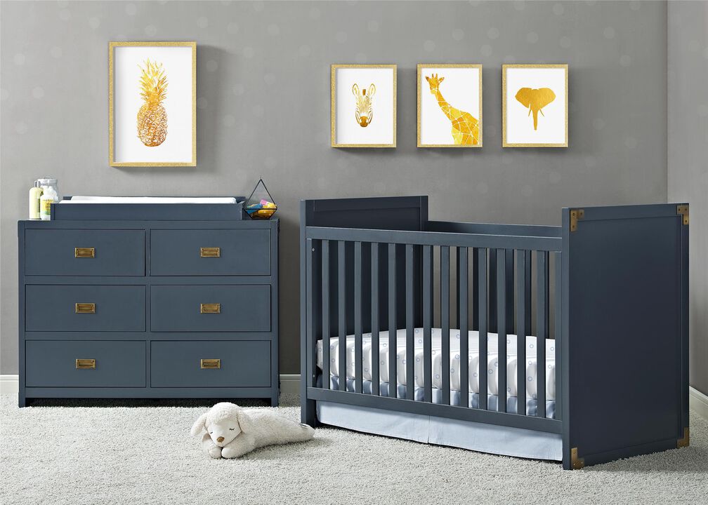 Baby Relax Frances 2-in-1 Convertible Crib, Graphite Blue