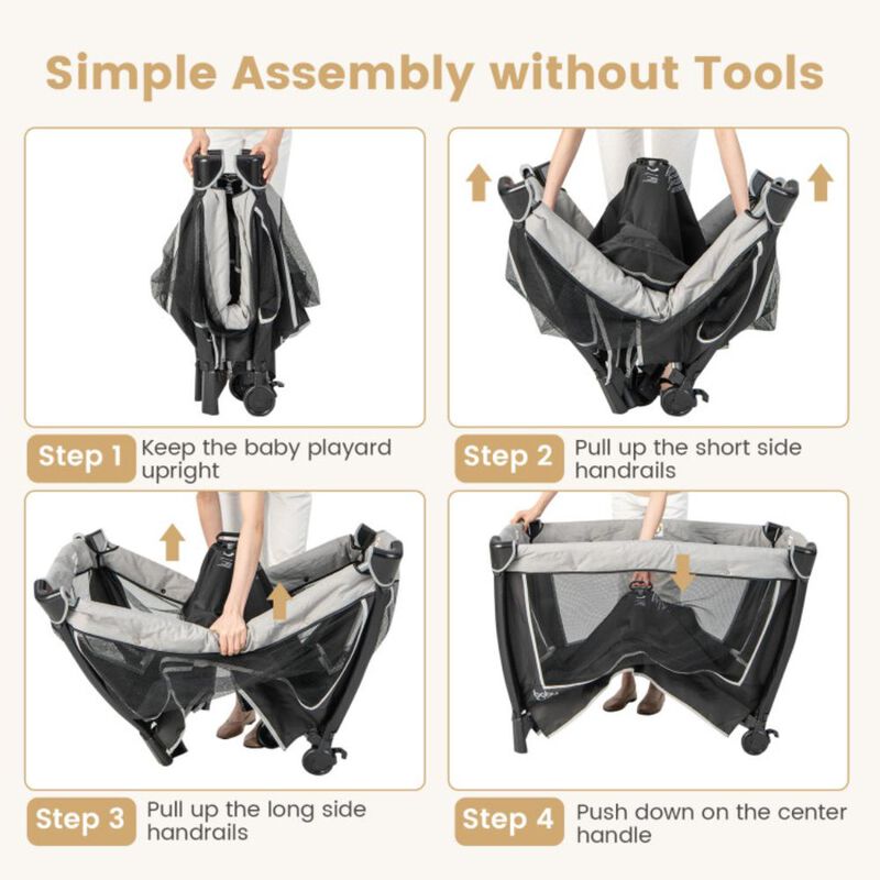 Hivvago 4-in-1 Convertible Portable Baby Play Yard with Toys and Music Player