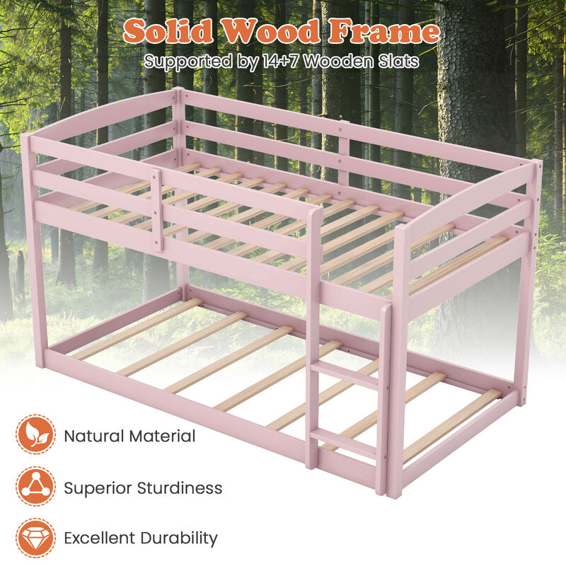 Secure Bunk Bed Frame with Integrated Ladder and Raised Guardrails &ndash; Ideal for Children&rsquo;s Bedrooms