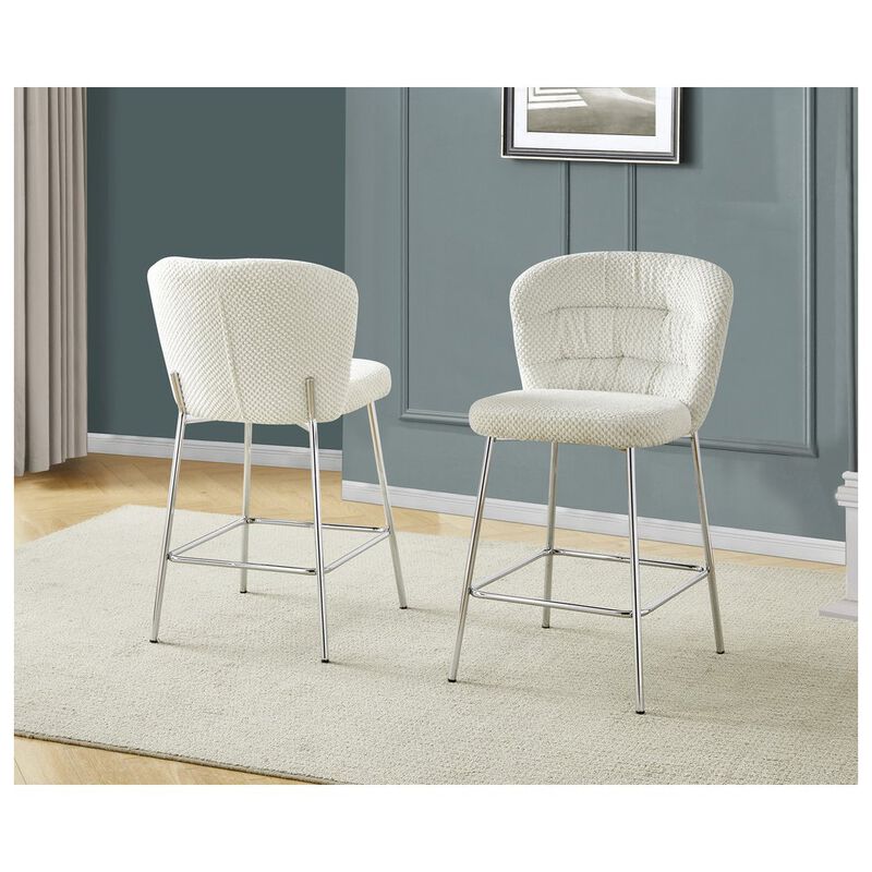 Best Quality Furniture Cream With Chrome Base Counter-Height Chair, Set Of 2
