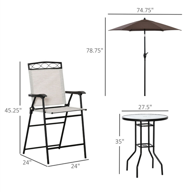 Compact Tavern Outdoor Bar Set With An Umbrella For Garden image number 2