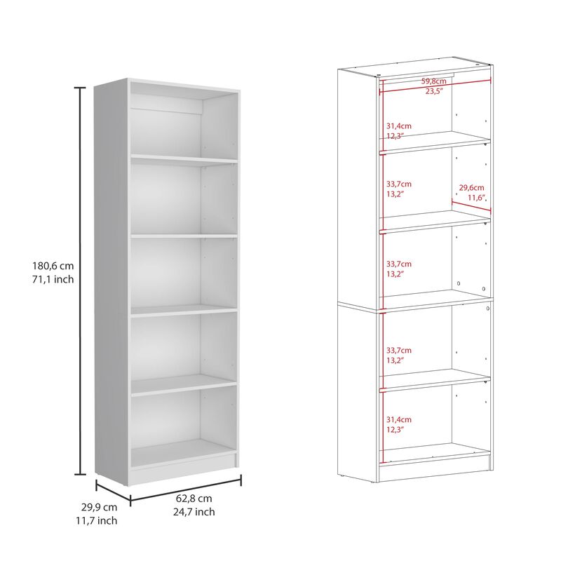 Home 4 Shelves Bookcase with Multi-Tiered Storage -White