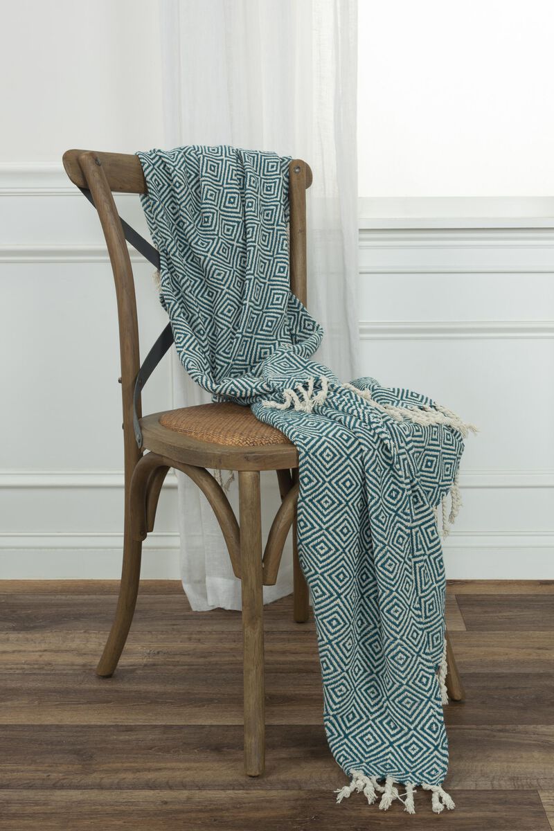 Teal/Natural 50" x 60" Throw Blanket