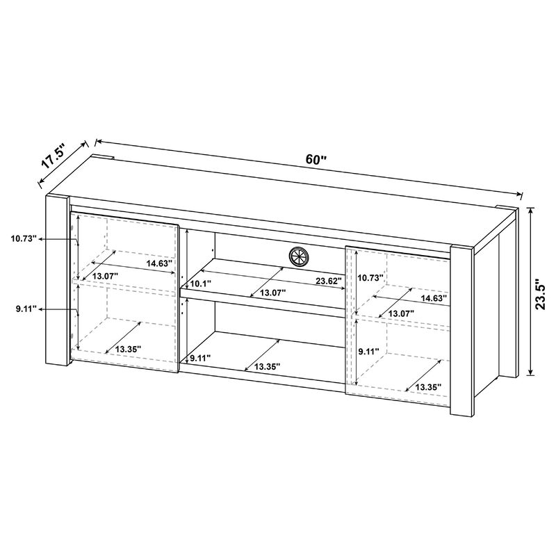 Laury TV Stand Media Console with Open Shelves, Light Oak Wood 60 Inch image number 7