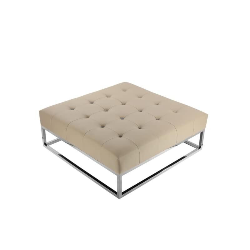 Pangea Home Pippa Ottoman Faux Leather Sand