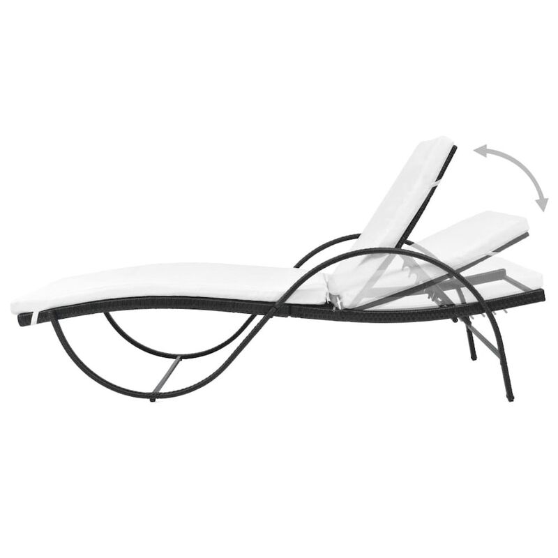 Sun Lounger Set of 3 Black Powder-coated steel frame, PE rattan