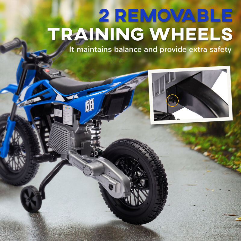 BreeBe 12V Kids Electric Motorcycle w/ Twist Grip Throttle, Training Wheels, Rear Suspension & Music image number 4