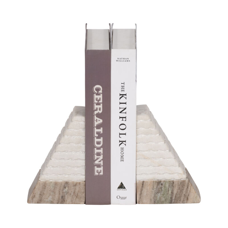 Marble 6" Pyramid Bookends Set