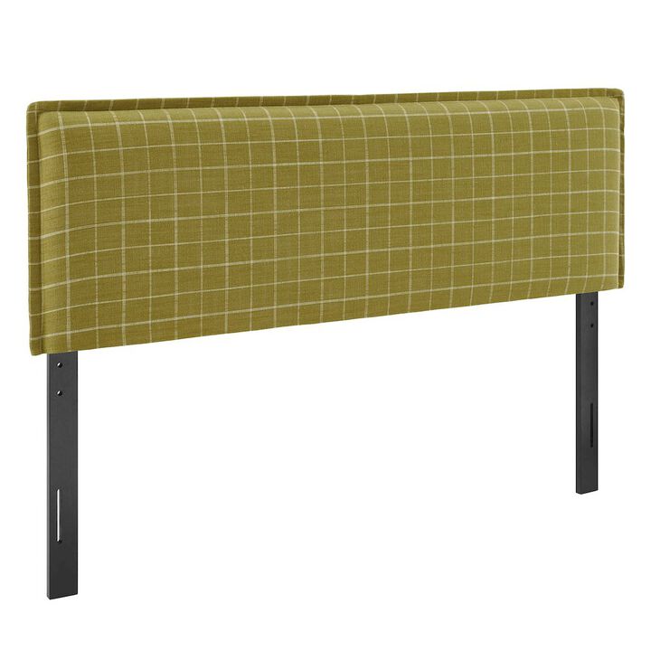 Camille Checkered Linen Blend Queen Size Headboard