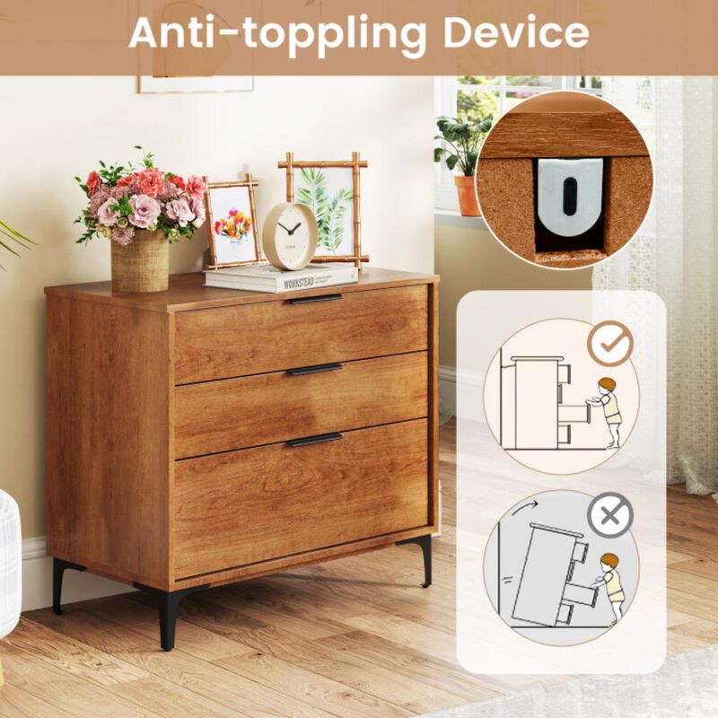 Hivvago 3 Drawer Dresser with Interlock System for Bedroom Living Room
