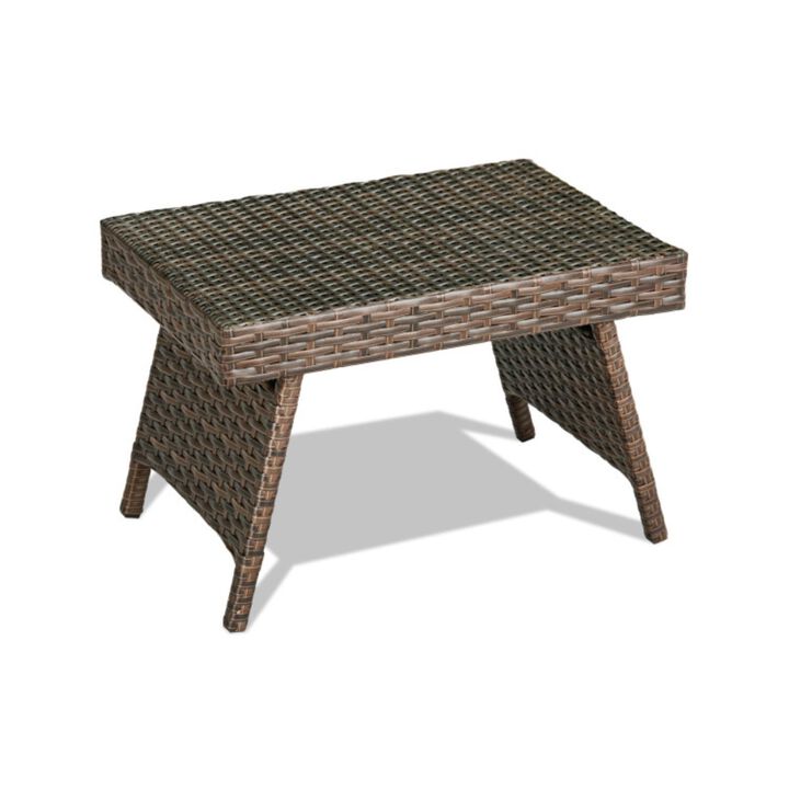 Hivvago Folding PE Rattan Side Coffee Table Patio Garden Furniture