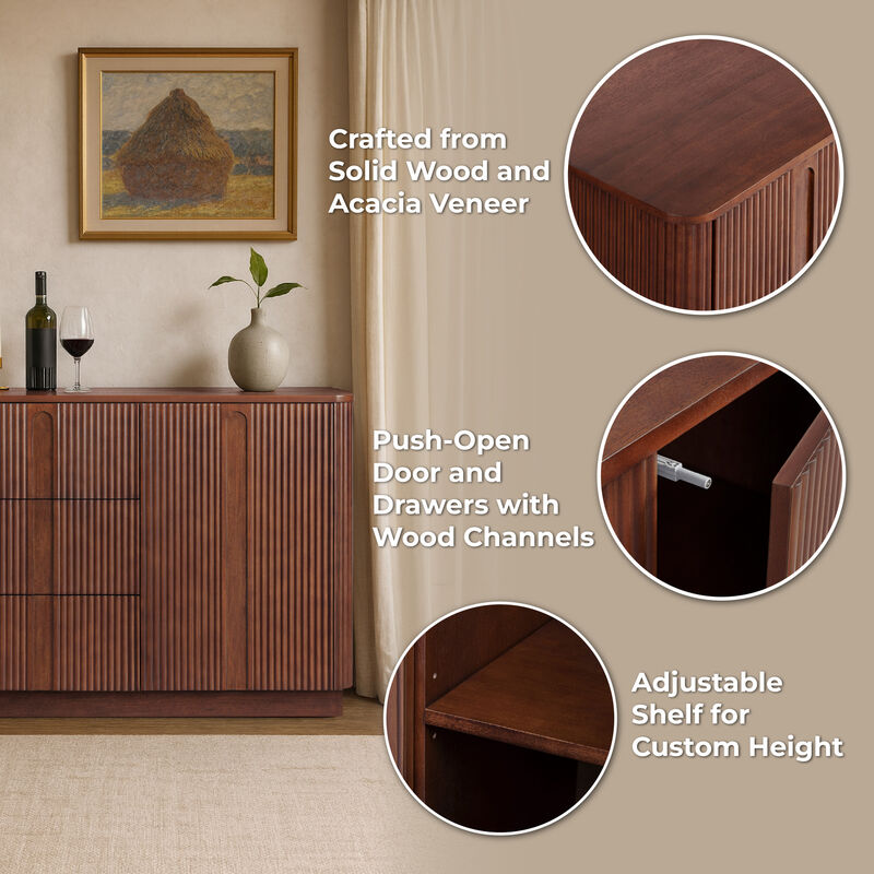 Wooden Sideboard with Adjustable Shelf Storage Cabinet image number 2