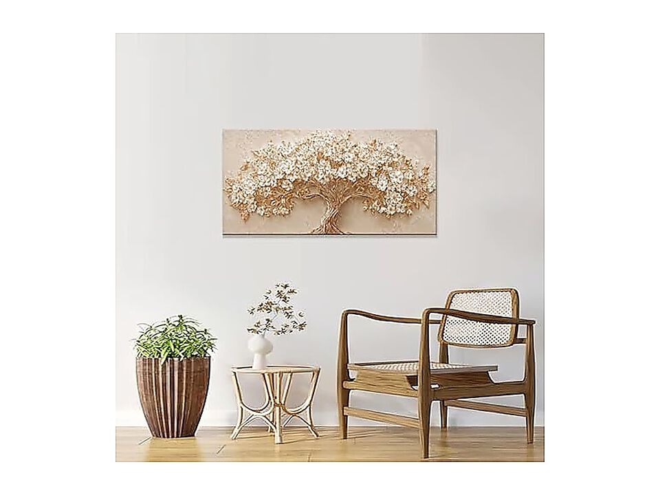 Abstract Wall Art Decor Modern Bedroom Tree Life White Floral Walls Canvas Room
