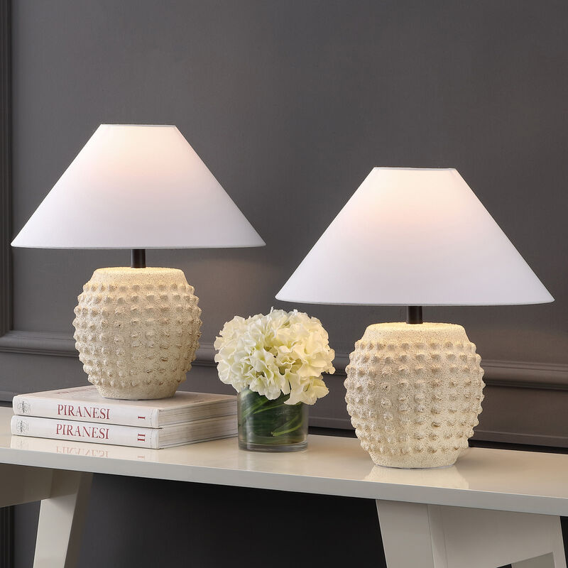 Effie 18.25" Minimalist Scandinavian Ceramic/Iron Hobnail LED Table Lamp