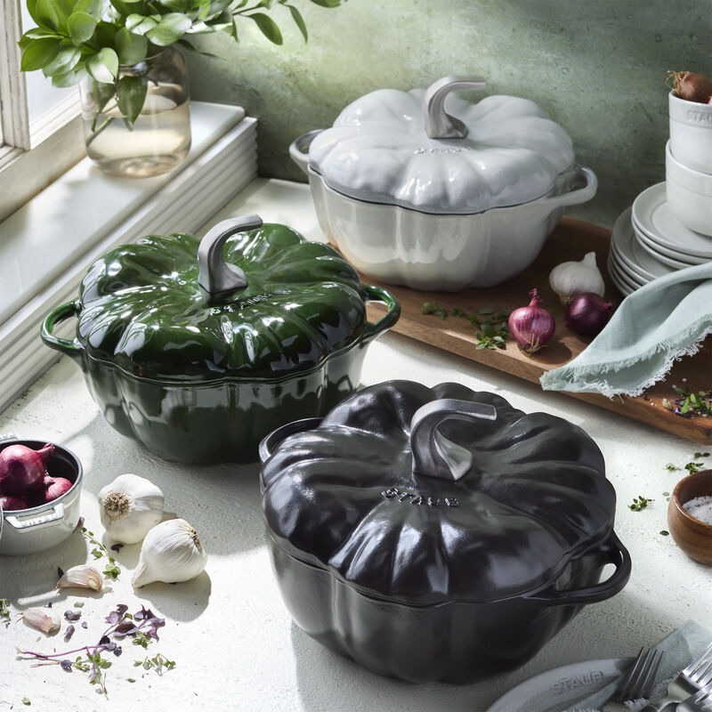 STAUB Cast Iron 3.5-qt Pumpkin Cocotte with Stainless Steel Knob