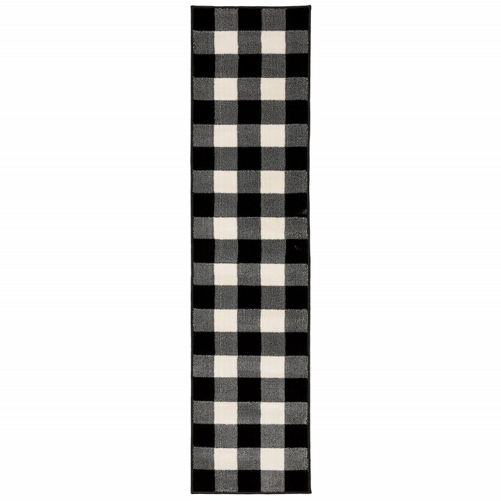 HomeRoots Gingham Runner Rug