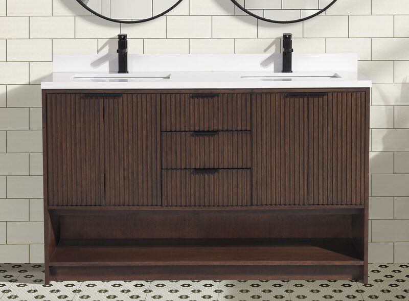 Diego 55" Bathroom Vanity Walnut image number 1