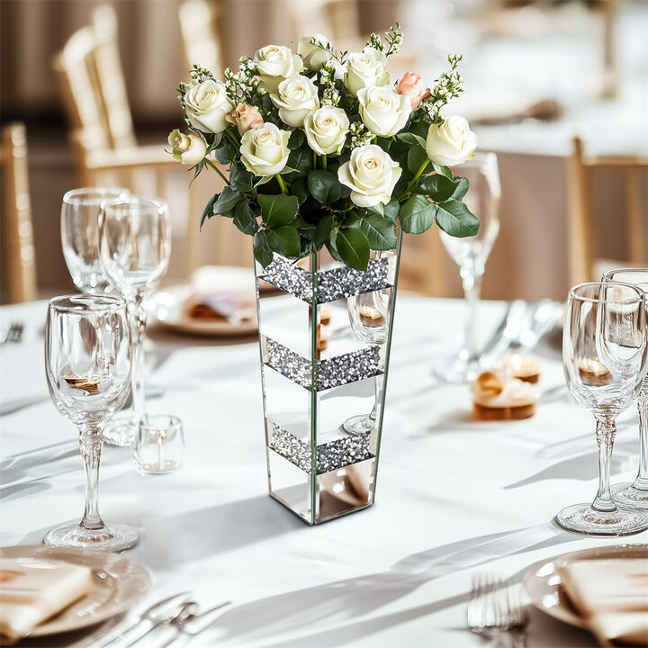 Dazzling Crushed Diamond Mirror Vase Silver Flower Vases,Can&rsquo;t Hold Water