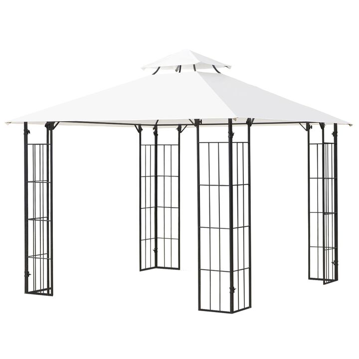 10' x 10' Outdoor Patio Gazebo Canopy with Vented Roof, Elegant Metal Frame, & Included Ground Stakes/Guy Ropes