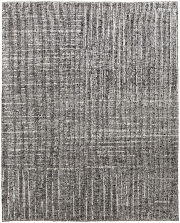 HomeRoots Wool Checkered Hand Knotted Worn Faded Area Rug