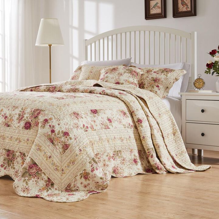 Greenland Home Antique Rose Bedspread Set - 3-Piece - King/Cal King 120x118", Mulitcolor