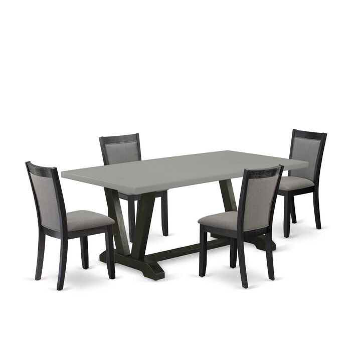 East West Furniture V697MZ650-5 5Pc Dinette Set - Rectangular Table and 4 Parson Chairs - Multi-Color Color