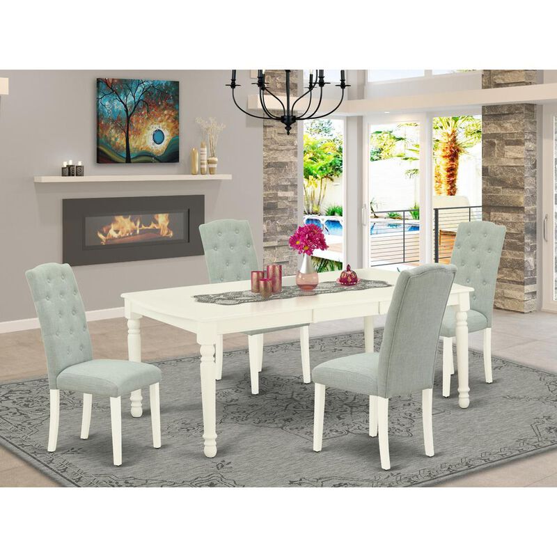 East West Furniture Dining Room Set Linen White