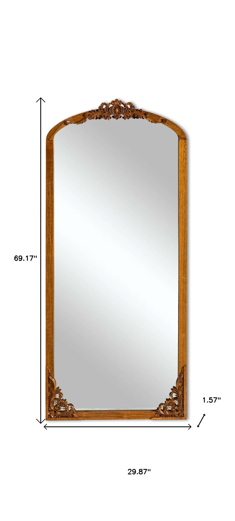 HomeRoots 69" Brown Solid Wood Framed Full Length Mirror image number 4