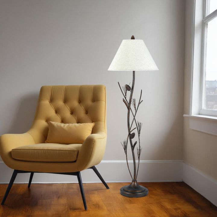 HomeRoots 60" Rust Metal Floor Lamp With Brown Fabric Empire Shade