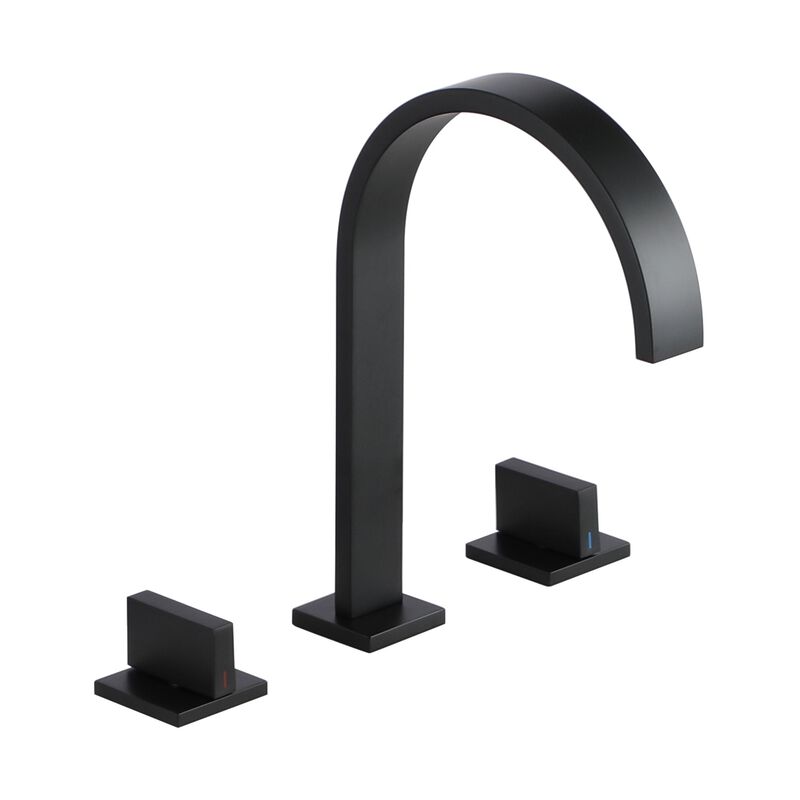 Mondawe Deck Mounted 8 Inch Widespread Double-Handle Bathroom Faucet in Brushed Nickel for Bathroom, Vanity, Laundry image number 0