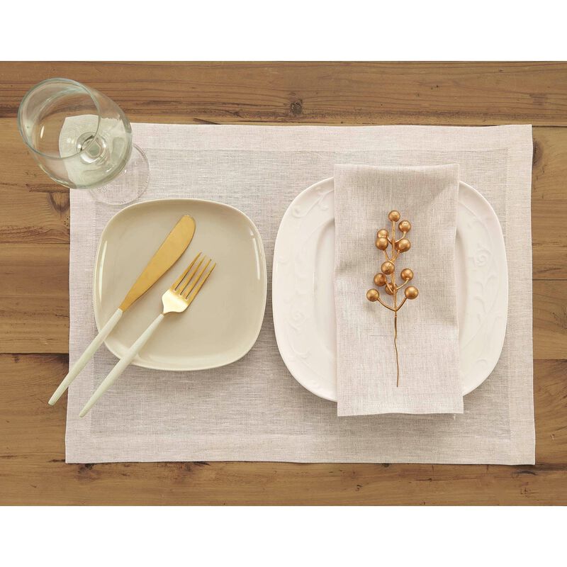 Solino Home 100% Pure Linen Placemats 14 x 19 Inch Set of 6 - Athena