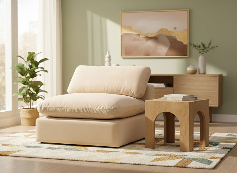 Meridian Furniture Comfy Beige Velvet Modular Armless Chair