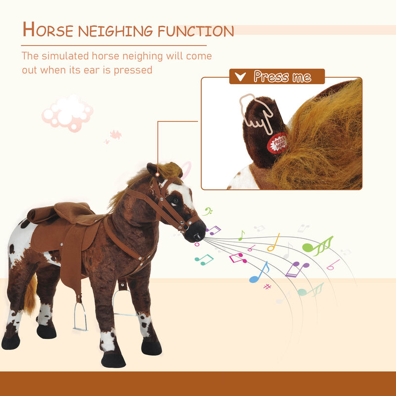 BreeBe Kids Stuffed Ride-On Horse with Realistic Sounds image number 4