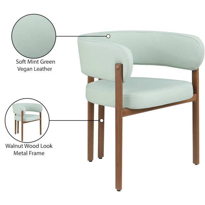 Meridian Furniture Gideon Mint Green Vegan Leather Dining Chair, Set of 2