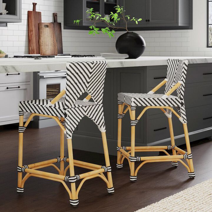 Butler Specialty Creanly 25.25 in. Seat Height Rectangular  Rattan Counter Stool with Back