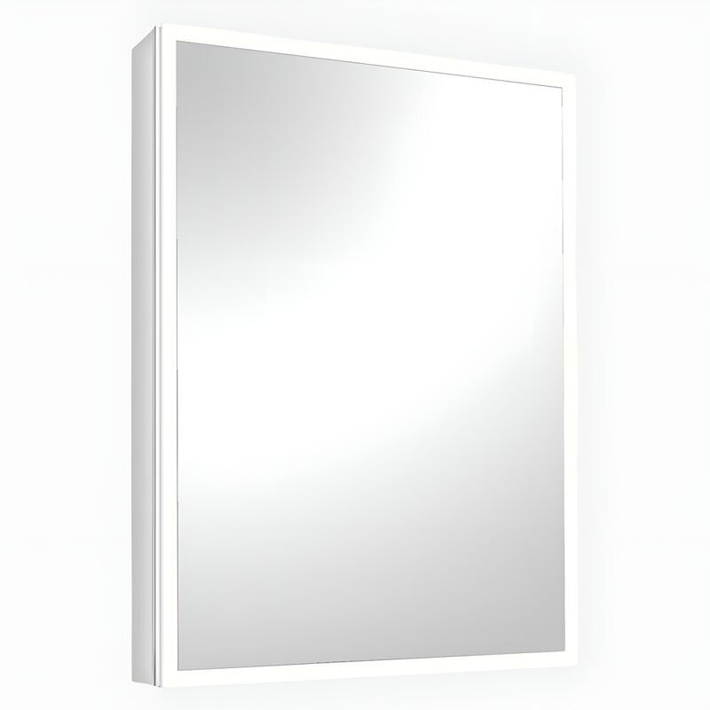 Modern Lighted Bathroom Cabinet with Recessed Mount and Magnifying Mirror