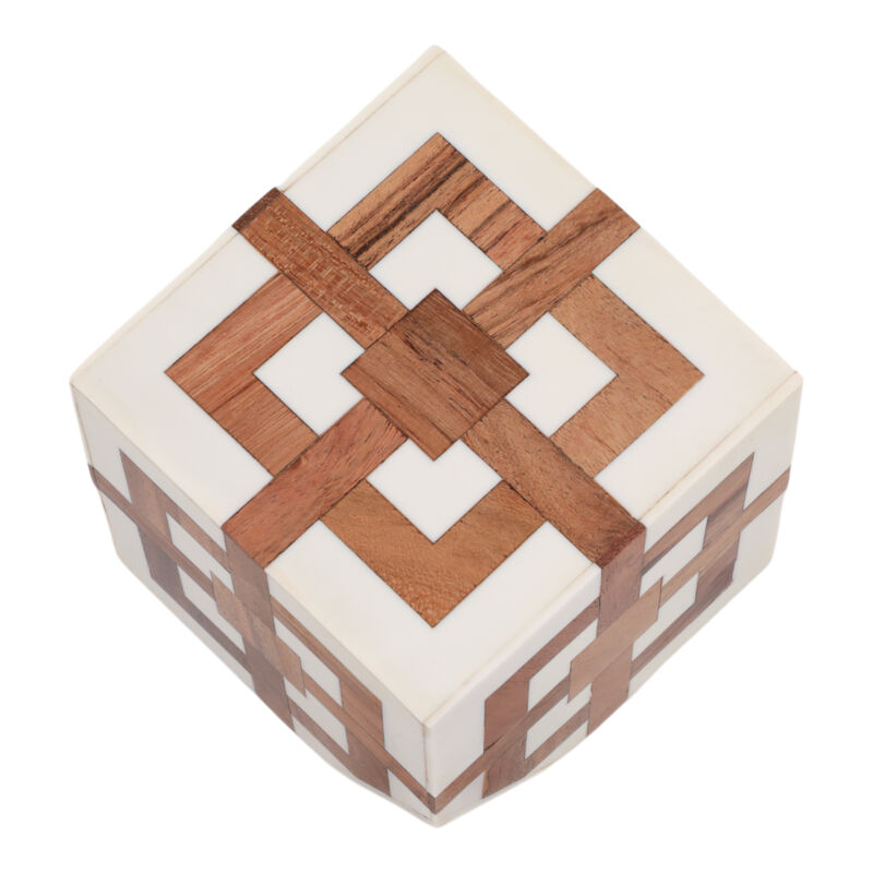 4" Wood Inlay Resin Cube image number 0